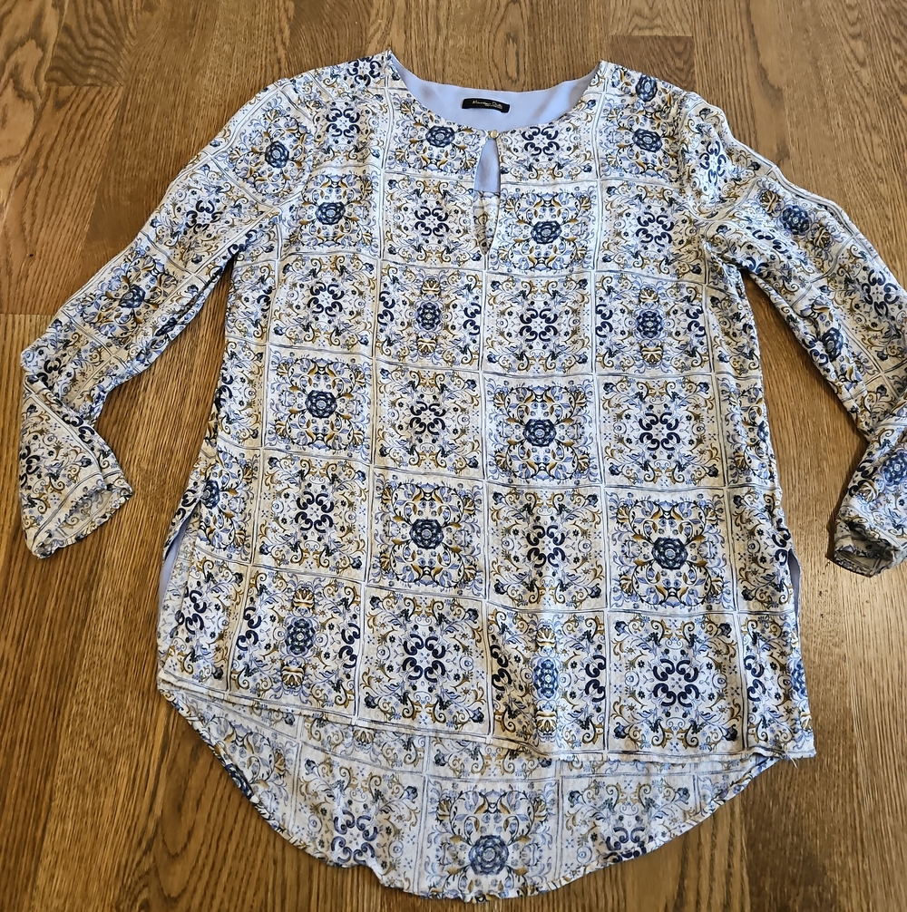 Massimo DUTTI made In PORTUGUAL Size 40 Long Sleeve Patterned SHIRT